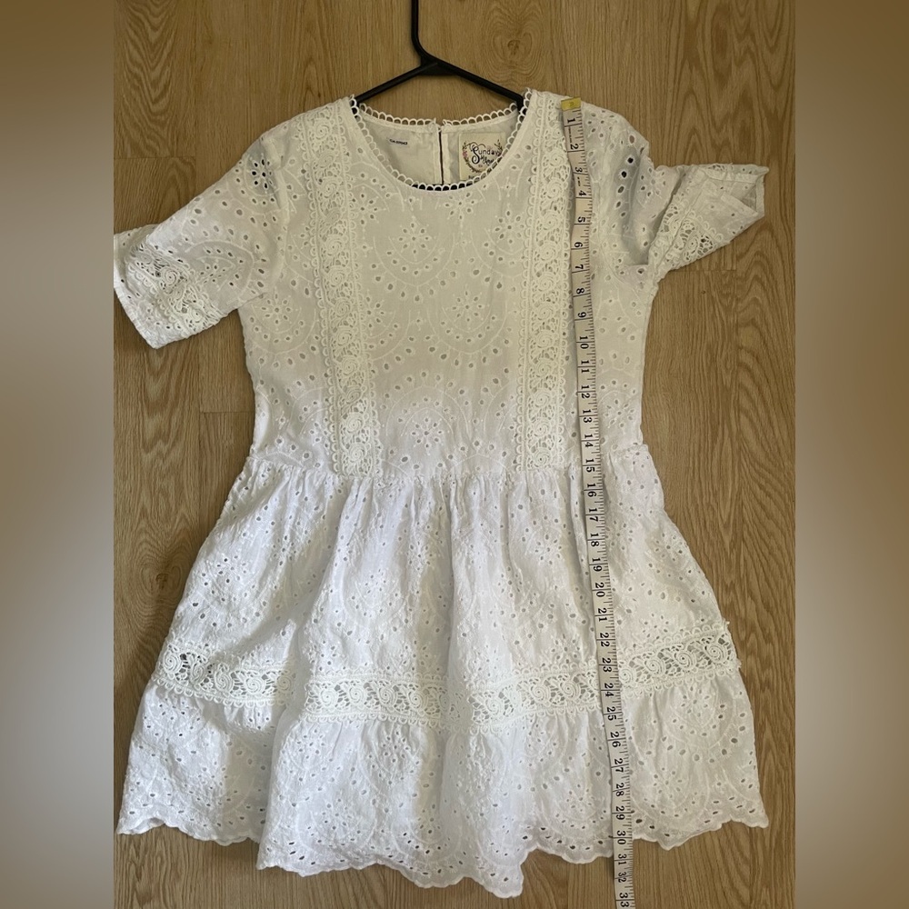 Cotton Eyelet Romantic White Dress S Sunday Mi Amor - Picture 11 of 15